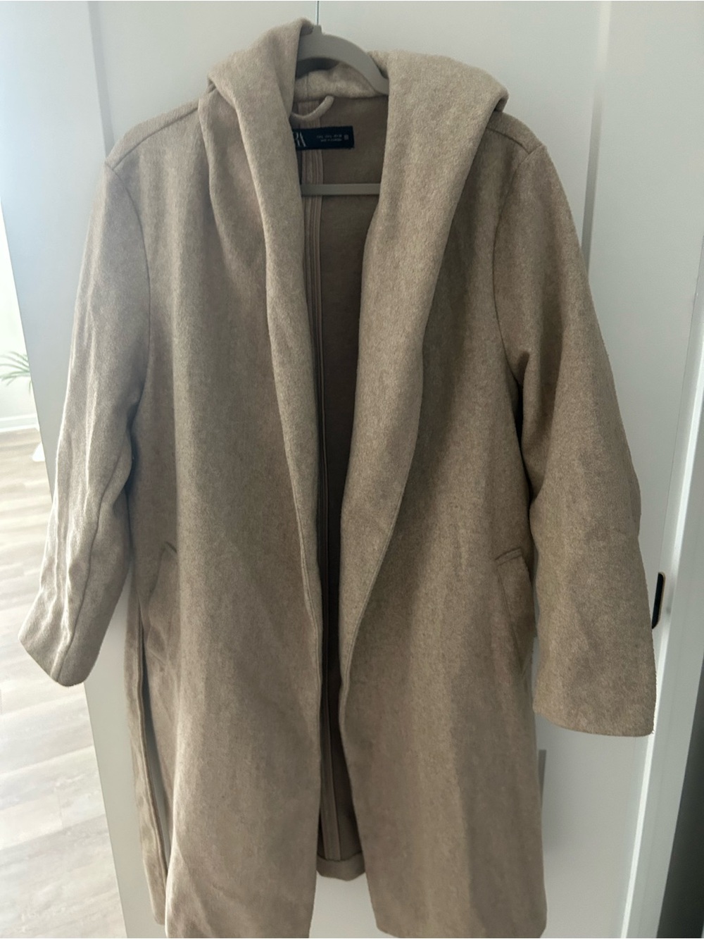 Zara Hooded Trench Coat in Light Beige